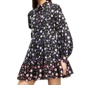 The Kooples Black Floral Long Sleeve Dress